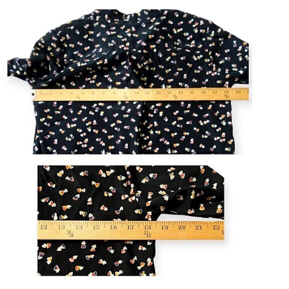 Uniqlo Black Heart print tie neck blouse, size XS - Picture 9 of 10